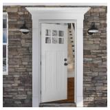 Amazon Basics Exterior Door Knob With Key Lock and Deadbolt, Coastal, Matte Black