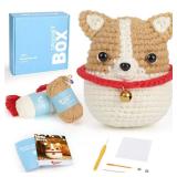 CrochetBox Crochet Kit for Beginner, Dog and Owl Learn How to Crochet Stuffed Animals Gift for Adults and Kids(12+), Knitting Set with Yarn Hook Stitch-by-Stitch Video Tutorial