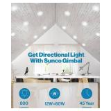 Sunco LED Can Lights Eyeball Retrofit Gimbal 5/6 Inch Recessed Lights Dimmable, 12W=60W, 2700K Soft White, 800 LM, Directional Angled Trim Adjustable Ceiling Downlight, UL.
