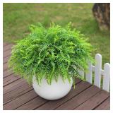Juxdp 21\" Artificial Ferns Plants Topiary - 2 Set for Front Porch Decoration,Fake Boston Fern Potted Plants Faux Greenery Bush UV Resistant for Outdoor Indoor Door Garden Farmhouse Home Decor (Green)