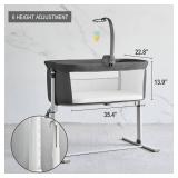 Retails $160! Yacul Baby Bassinet Bedside Sleeper, with Music Box, Easy to Assemble Bed to Bed, Adjustable Portable Crib for Infants Baby Boys and Girls (Dark Gray)