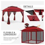 Retails for $172! COOS BAY 11x11 Pop-Up Instant Gazebo Tent with Mosquito Netting Outdoor Canopy Shelter with 121 Square Feet of Shade (Red)