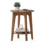 FACTORY SEALED - VASAGLE MAEZO Collection - Side Table, 2-Tier Small Round End Table, Nightstand with Tapered Legs, Curved Transitions, for Small Spaces, Living Room, Bedroom, Rustic Walnut ULET283T41