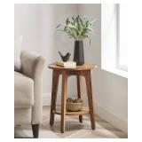 FACTORY SEALED - VASAGLE MAEZO Collection - Side Table, 2-Tier Small Round End Table, Nightstand with Tapered Legs, Curved Transitions, for Small Spaces, Living Room, Bedroom, Rustic Walnut ULET283T41