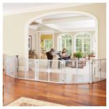 APPEARS NEW - Toddleroo by North States - Superyard Duo Extra Wide Baby Gate & Play Yard: 6 Panel Baby Playpen - Included Wall Mount Kit - Made in USA - 38.5 to 201 Inches Wide - 26 Inches Tall - Ligh