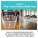 APPEARS NEW - Toddleroo by North States - Superyard Duo Extra Wide Baby Gate & Play Yard: 6 Panel Baby Playpen - Included Wall Mount Kit - Made in USA - 38.5 to 201 Inches Wide - 26 Inches Tall - Ligh