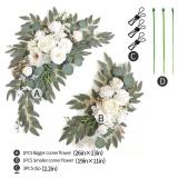APPEARS NEW - Piklado Faux Arch Flower Swag Set of 2 for Wedding Welcome Signs Floral Swag Wedding Reception Ceremony Signs Decor (White)