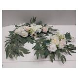 APPEARS NEW - Piklado Faux Arch Flower Swag Set of 2 for Wedding Welcome Signs Floral Swag Wedding Reception Ceremony Signs Decor (White)