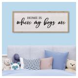 FACTORY SEALED - LuZhiQiang Home Is Where My Boys Are Wall Decor 32Ã12" mom and her boys Sign for boys room Playroom Large Wood Framed Wall Hanging Art (Wood)