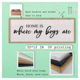 FACTORY SEALED - LuZhiQiang Home Is Where My Boys Are Wall Decor 32Ã12" mom and her boys Sign for boys room Playroom Large Wood Framed Wall Hanging Art (Wood)