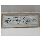 FACTORY SEALED - LuZhiQiang Home Is Where My Boys Are Wall Decor 32Ã12" mom and her boys Sign for boys room Playroom Large Wood Framed Wall Hanging Art (Wood)