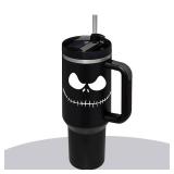 LXDAZSX 40OZ Jack Tumbler Stainless Steel Water Bottle Travel Mug Iced Coffee Cup with Handle Straw Lid Insulated Reusable Hot Cold Beverages Tumbler Frown
