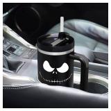 LXDAZSX 40OZ Jack Tumbler Stainless Steel Water Bottle Travel Mug Iced Coffee Cup with Handle Straw Lid Insulated Reusable Hot Cold Beverages Tumbler Frown