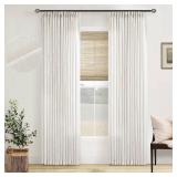FACTORY SEALED - Pinch Pleated Linen Curtains 96 Inches Long for Living Room 2 Panel Set Cream Ivory Light Filtering Pinch Pleat Hooks Rings Back Tab Neutral Boho Farmhouse 96 Inch Curtain Drapes for 