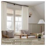 FACTORY SEALED - Pinch Pleated Linen Curtains 96 Inches Long for Living Room 2 Panel Set Cream Ivory Light Filtering Pinch Pleat Hooks Rings Back Tab Neutral Boho Farmhouse 96 Inch Curtain Drapes for 
