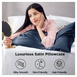 FACTORY SEALED - Bedsure Satin Pillowcase 2 Pack Similar to Silk Pillow Cases Standard Size, Pillow Case for Sleeping Women with Envelope Closure, Gifts for Women Men, Mood Indigo, 20x26 Inches
