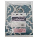 APPEARS NEW - Sun Zero Barnett Trellis Blackout Grommet Curtain Panel, 40 x 63", Teal