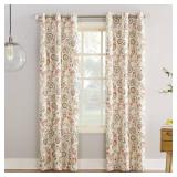 APPEARS NEW - Sun Zero Jorah Botanical Print Thermal Insulated Energy Efficient Grommet Curtain Panel, 40 x 63", Linen