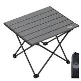EHHLY Portable Folding Camping Table, Small Compact Aluminum Beach Picnic Table, Lightweight Collapsible Outdoor Camp Tables That Folds & Rolls Up, Beach Gear Essentials Camp Accessories, Grey