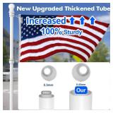 Anovo Flag Pole Kit- Stainless Steel 5 FT Flag Poles with1 Inch Metal 360Â° Rotating Flag Pole Rings Clip, Two-Position Flag Pole Holder Brackets Mounting for Outside House Outdoor Porch(5 FT - Whit