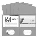 Two Pocket Folders, RAZCC 50 Pack 2Pocket Folders Fit Letter Size Paper, Paper Folders with Pockets for School Office Business Home, Grey, Gray