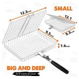Nesting Grill Baskets, 2pcs Grilling Baskets for Outdoor with Removable Handle, Stainless Steel BBQ Camping Cooking Accessories Tools for Fish, Vegetable, Shrimp - Gifts for Men Dad Husband
