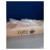 EQEY Glass Coffee Canister Set with Shelf & Spoons 3 Piece Coffee Containers for Ground Coffee Coffee Bean Storage Airtight Seal, Coffee Bar Coffee Filter Holder for Kitchen Organization