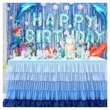 ORANGE, NOT BLUE SEE PHOTOS Table Skirt Tutu Tablecloth for Under the Sea Party Frozen Decorations Gender Reveal Birthday Elephant Baby Shower 14ft
