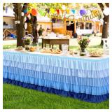ORANGE, NOT BLUE SEE PHOTOS Table Skirt Tutu Tablecloth for Under the Sea Party Frozen Decorations Gender Reveal Birthday Elephant Baby Shower 14ft