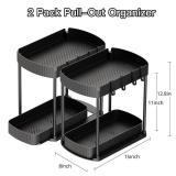 Ukeetap Multi-Purpose Pull-Out Storage Organizers, Under Sink/Cabinet Organizers and Storage for Bathroom & Kitchen, Black, 12.8 Inches, 2 Packs