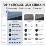 FMFUNCTEX 100% Blackout Curtains for Bedroom, Slate Blue Curtains 84 Inches Long Weave Textured Thermal Insulated Curtains for Living Room, Black Out Drapery Grommet Room Darkening 2 Panels