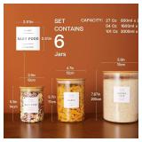 MISSING PIECES, 3 PACK, 2 LARGE 1 SMALL Glass Flour and Sugar jars with 132 Kitchen Pantry Labels - Thicken Large Glass Storage containers with Airtight Bamboo Lid - Rice Canisters for Salt Coffee(100