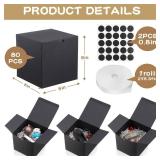 80 Pcs 5x5x5\" Gift Boxes Paper Mug Box Candle Boxes with Lids Black Boxes for Packaging Small Gift Wrap Boxes Bridesmaid Proposal Box with Ribbons and Glue Point for Wedding Birthday Groomsmen Presen