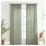 XTMYI Sage Green 90 Inches Long,50 Inches Wide Country Curtains for Living Room,Sheer Linen Curtains for Bedroom