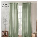 XTMYI Sage Green 90 Inches Long,50 Inches Wide Country Curtains for Living Room,Sheer Linen Curtains for Bedroom