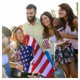 Funnymoom 24 Pcs American Flag Patriotic Plastic Cups with Lid and Straw 24oz Reusable 4th of July Plastic Tumbler Star Stripe Cups for Party Beverage Independence Day Gift Memorial Day Party Supplies