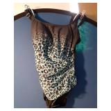 Medium Eomenie One Piece Swimsuit for Women Tummy Control Ruched Slimming Bathing Suit Drawstring Leopard Swimwear