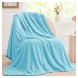 BEDELITE Fleece Blanket - 3D Jacquard Decorative Light Blue Throw Blankets for Couch & Bed, Soft and Cozy Warm Plush Fluffy Blanket All Seasons Suitable, 50x60Inches
