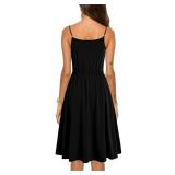 HELYO Casual Dress for Women Petite Cotton Sleeveless Summer Beach Maternity Dresses Spaghetti Strap A Line Sundresses with Pockets 826 (M, Black)