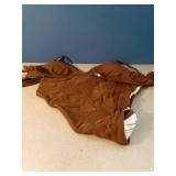 SUUKSESS Women Sexy High Waisted Two Piece Bikini Sets Triangle High Cut Swimsuit Push Up Bathing Suit (Deep Brown, XL)