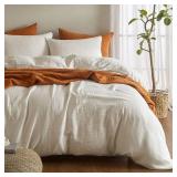 SE SOFTEXLY Muslin Duvet Cover Twin Size, 100% Washed Cotton Duvet Cover Set, Ultra Soft Comforter Cover Linen Like, 2 Pieces Minimalist Gauze Duvet Cover with 1 Pillowcase, 68\"x90\", White