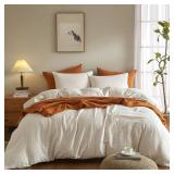 SE SOFTEXLY Muslin Duvet Cover Twin Size, 100% Washed Cotton Duvet Cover Set, Ultra Soft Comforter Cover Linen Like, 2 Pieces Minimalist Gauze Duvet Cover with 1 Pillowcase, 68\"x90\", White