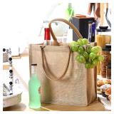 Saintrygo 12 Pcs Burlap Jute Tote Bags with Handle Reusable Blank Bridesmaid Gift Bags for Shopping Wedding DIY, 12x12x7.7In(Jute)