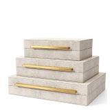 RUNYAO BAALTTO Kingflux Faux Ivory Shagreen Leather Set of 3 Pcs Decorative Boxes, Storage Boxes Jewelry Organizer, Men