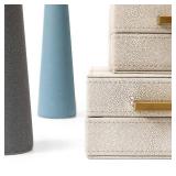 RUNYAO BAALTTO Kingflux Faux Ivory Shagreen Leather Set of 3 Pcs Decorative Boxes, Storage Boxes Jewelry Organizer, Men