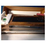 QEEIG Bathroom Shelves Over Toilet - Paper Storage Wall Mounted Farmhouse Decor Decorations Chalkboard Small Floating Shelf 2+1 Set 16 inch, Rustic Brown (021BN)