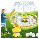 Water Sprinkler Baseball Toy for Kids with Splash Pad Outdoor Toddler Toys Kids with 2 Sprinkler Heads 360Â° Rotating Spray Water Baseball, Toddler Summer Activities for 3-8 Years Old Boys & Girls