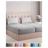 Split King Size 5 Piece Sheet Set - Comfy Breathable & Cooling Bed Sheets Set - Hotel Luxury Bedding for Women, Men, Kids, Teens, Boys & Girls - Deep Pockets and Wrinkle Free - Oeko-Tex - French Grey