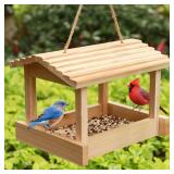 PINATED GREEN AND PURPLE STARSWR Bird Feeders for Outside Hanging, Wild Bird Feeder House for Cardinals Finches Wooden Bluebird Feeder Mealworm Feeder Outdoor Wood Platform Bird House Feeder