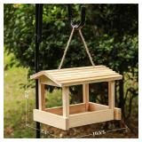 PINATED GREEN AND PURPLE STARSWR Bird Feeders for Outside Hanging, Wild Bird Feeder House for Cardinals Finches Wooden Bluebird Feeder Mealworm Feeder Outdoor Wood Platform Bird House Feeder